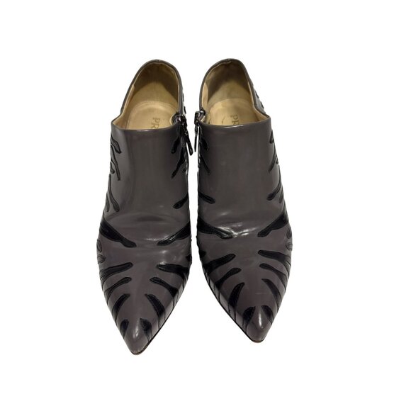 Prada Women's Ankle Boots Grey Leather Tiger Booties Heeled Zip EU 39 US 8.5 - Picture 2 of 9